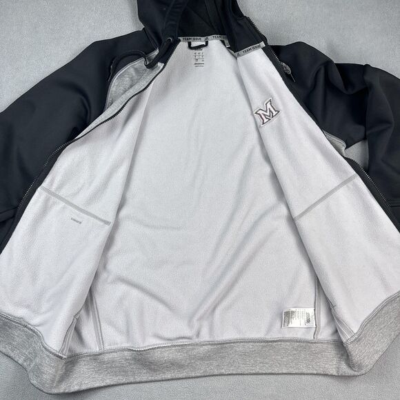 Miami Redhawks Adidas Team Issue Hoodie Mens Large Gray Black ClimaWarm Full Zip - Picture 12 of 15